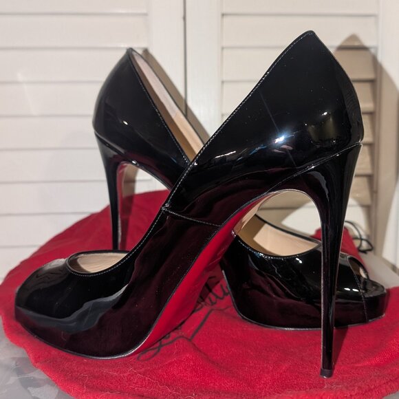 Christian Louboutin Shoes - Loubiton New Very Privé 120mm platform pumps Patent calf leather - black - 40EUR
